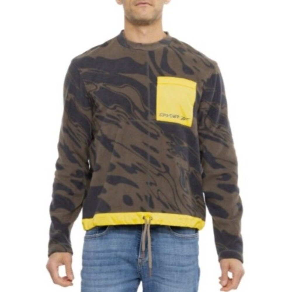 Spyder Reebok Shirt Unisex L Camo Y2K Lounge Pocket Skater Drawcord MSRP $89